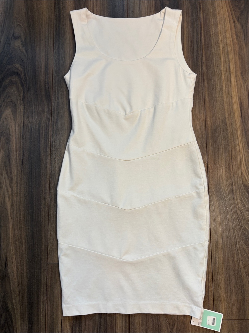 Metalicus Cream Sleeveless Midi Sheath Dress-Size2